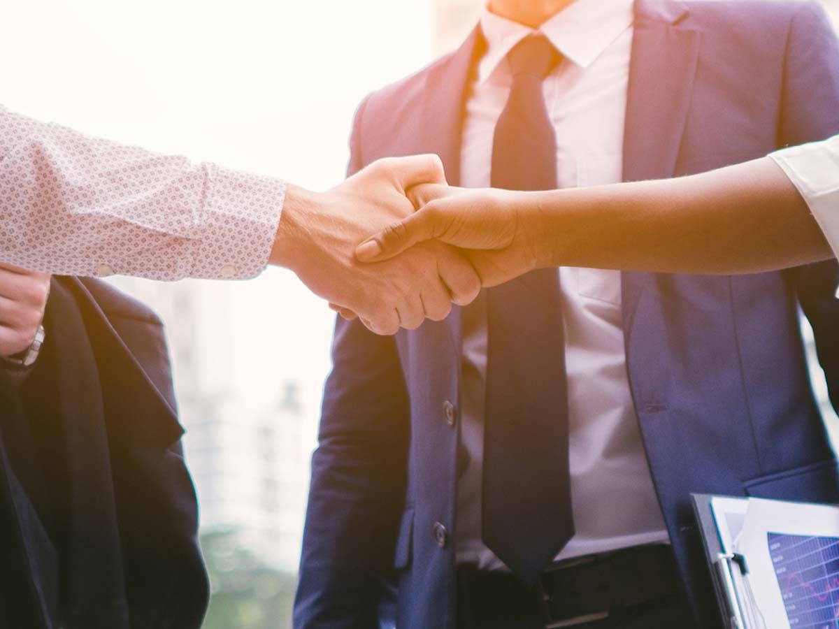 Two professionals shaking hands