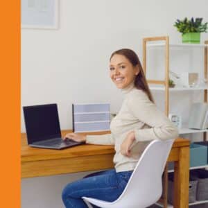 a girl working from home