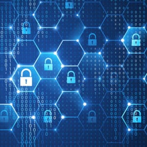 locks and hexagons network graphic