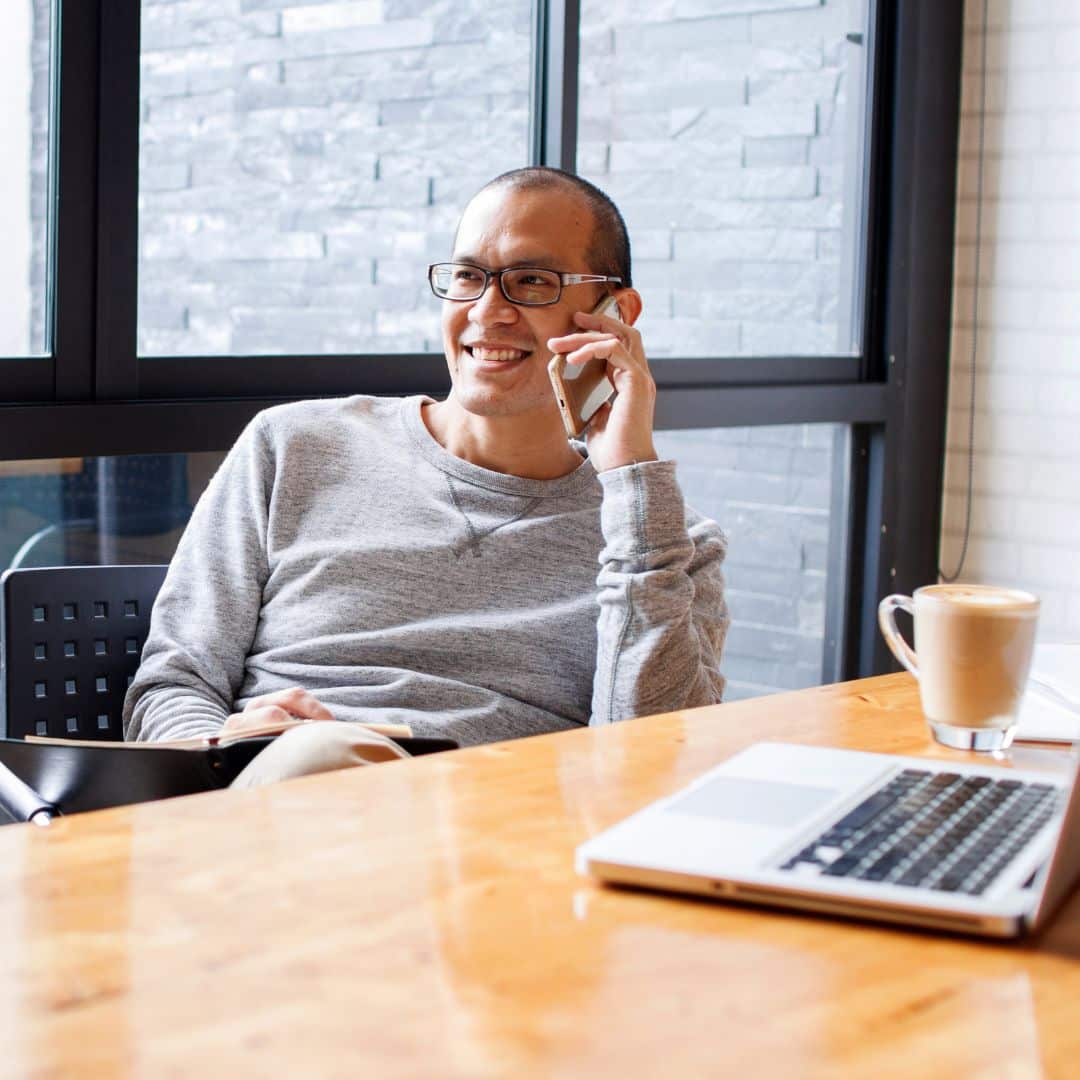 Man talking on the phone.